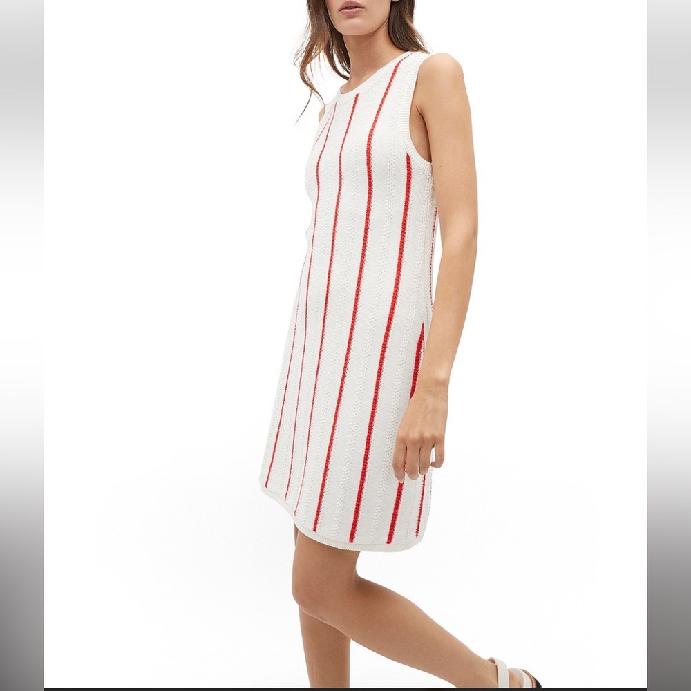 Seed Heritage Cotton Blend Red and White Knit Dress Size Large K-53